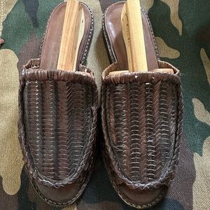 Cole Haan Resort Brown Woven Leather Flats Sandals Womens Sz 6 1/2